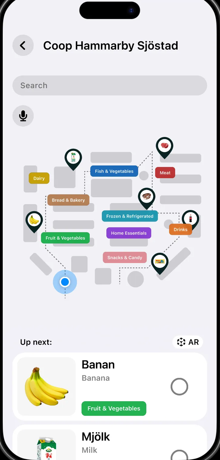 Grocery Store Navigator app screen