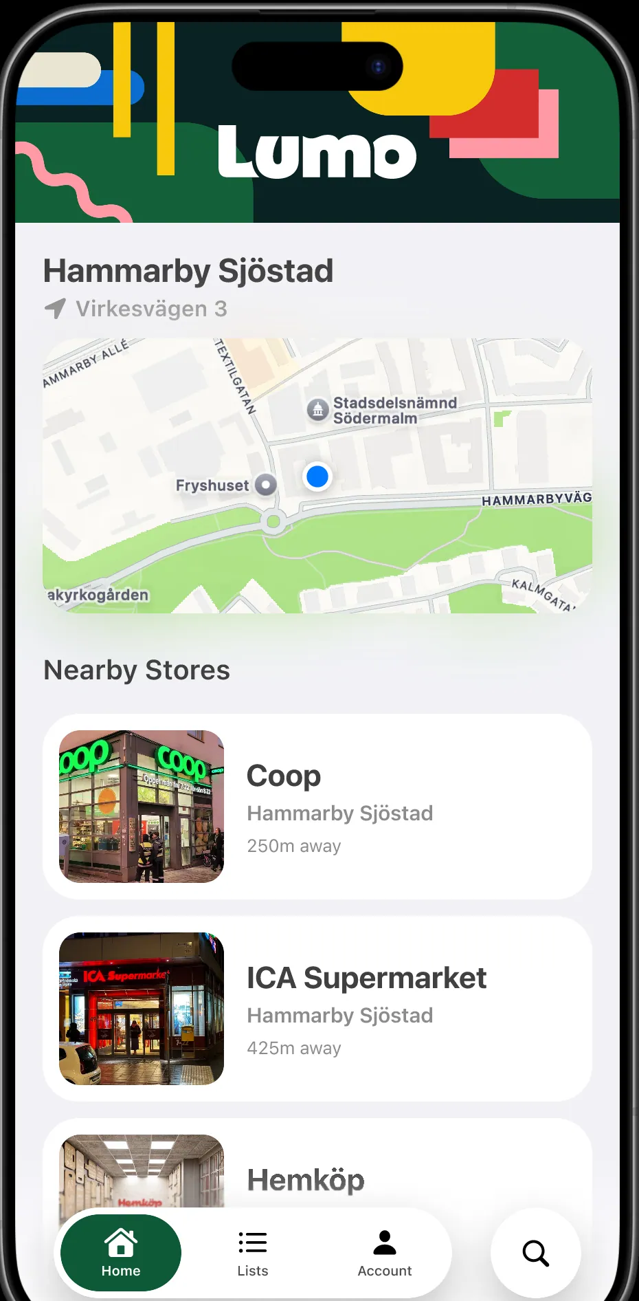 Grocery Store Navigator final prototype screen
