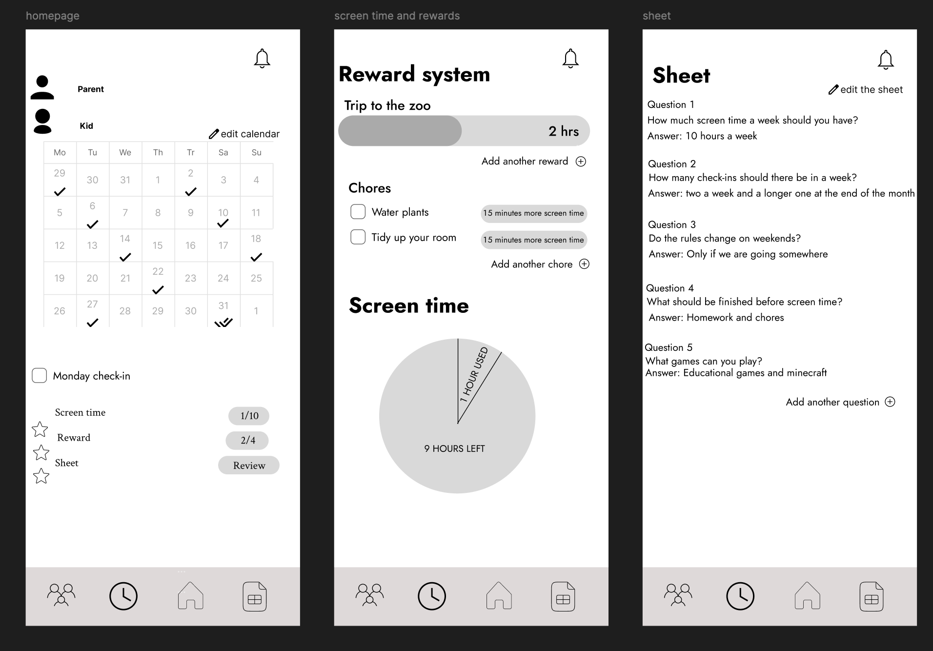 FAROS parent-child check-in prototype